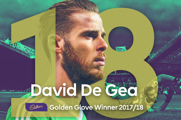 De Gea chính thức 'ẵm' danh hiệu Găng tay Vàng Ngoại hạng Anh mùa 2017/18