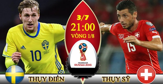 Nhận định Thụy Điển vs Thụy Sỹ, 21h00 ngày 03/7 (Vòng 1/8 World Cup 2018)