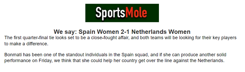Matt Law dự đoán nữ Tây Ban Nha vs nữ Hà Lan, 8h ngày 11/8 - Ảnh 1