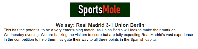 Matt Law chọn tỷ số nào trận Real Madrid vs Union Berlin, 23h45 ngày 20/9? - Ảnh 1