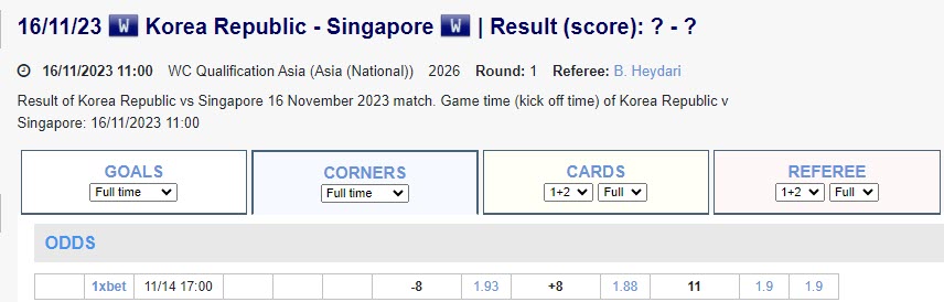 Soi kèo phạt góc Hàn Quốc vs Singapore, 18h ngày 16/11 - Ảnh 1