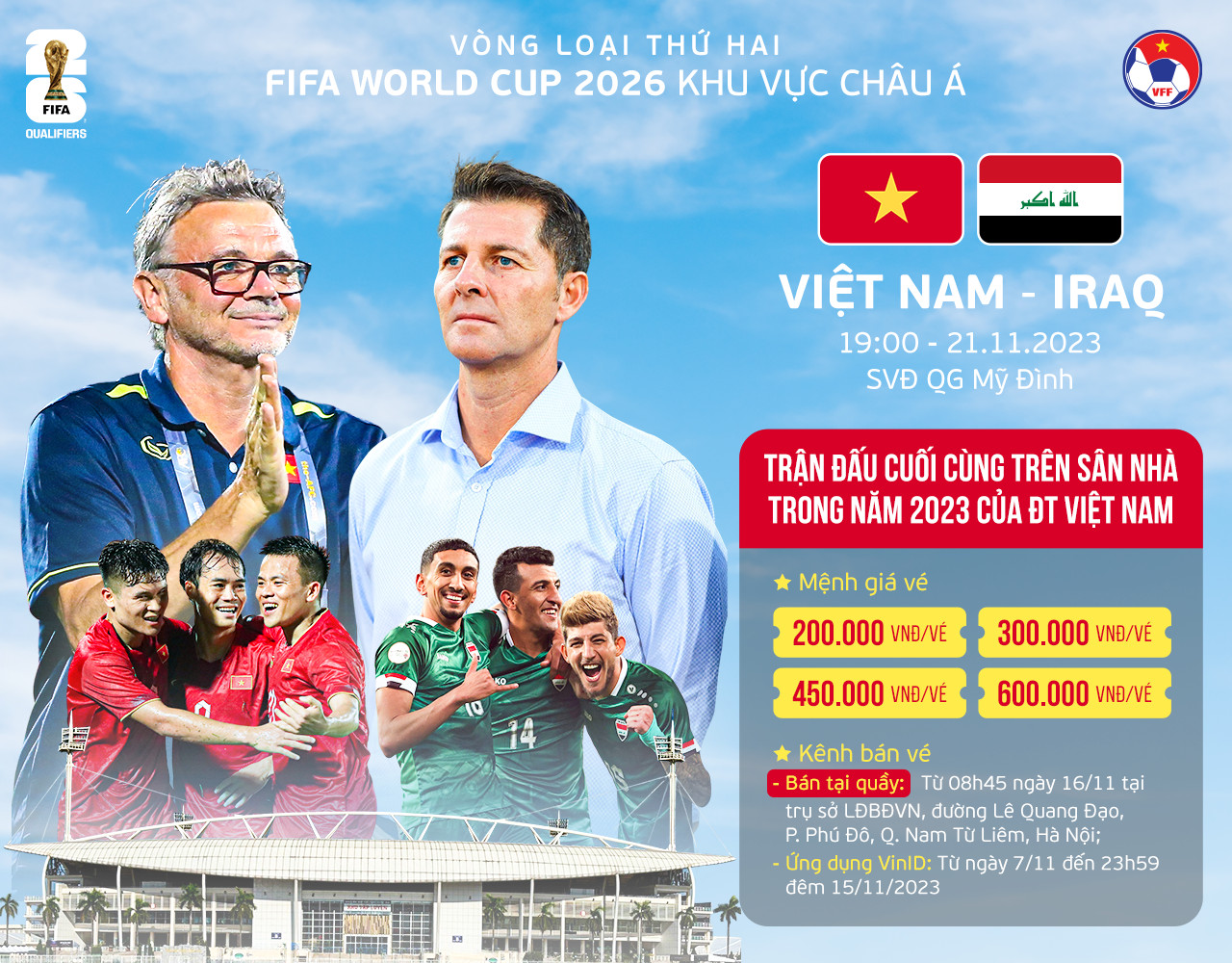 Cách mua vé, giá vé trận Việt Nam vs Iraq, 19h ngày 21/11 - Ảnh 1