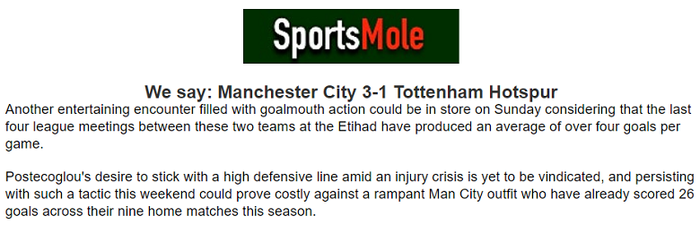 Chuyên gia Oliver Thomas dự đoán tỷ số nào trận Man City vs Tottenham, 23h30 ngày 3/12? - Ảnh 1