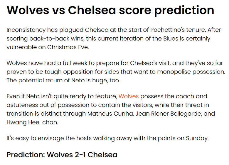 Chuyên gia James Cormack dự đoán Wolves vs Chelsea, 20h ngày 24/12 - Ảnh 1