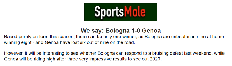 Chuyên gia Andrew Delaney dự đoán Bologna vs Genoa, 2h45 ngày 6/1 - Ảnh 1