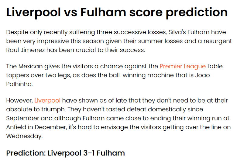 Chuyên gia James Cormack chọn tỷ số nào trận Liverpool vs Fulham, 3h ngày 11/1? - Ảnh 1