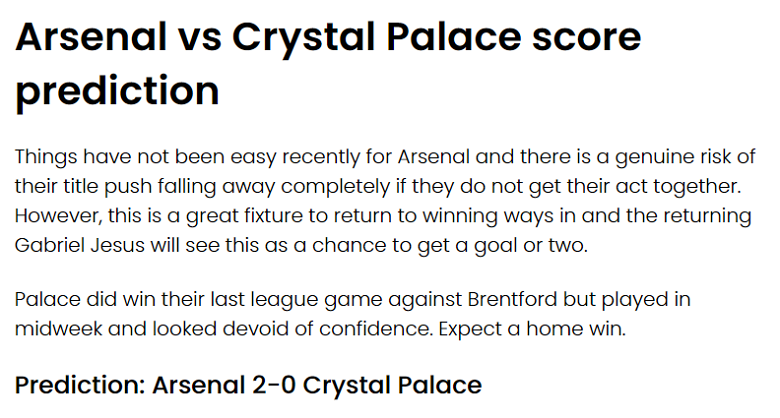 Chuyên gia (tên) dự đoán Arsenal vs Crystal Palace, 19h30 ngày 20/1 - Ảnh 1