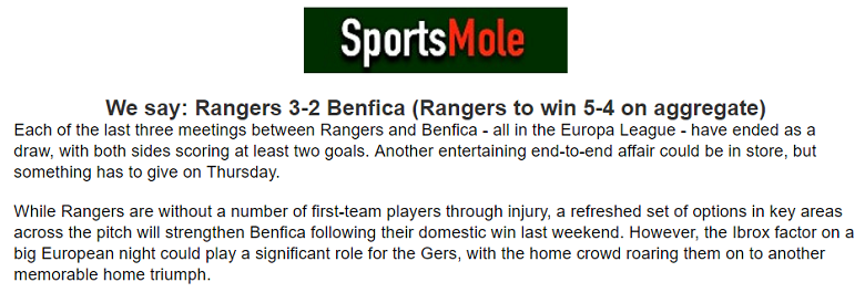 Chuyên gia Oliver Thomas chọn tỷ số nào trận Rangers vs Benfica, 0h45 ngày 15/3? - Ảnh 1