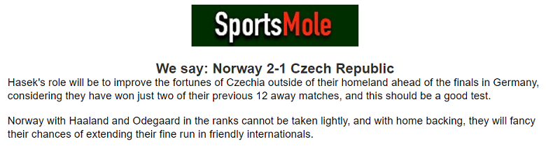 Chuyên gia Andrew Delaney chọn ai trận Na Uy vs Czech, 0h ngày 23/3? - Ảnh 1