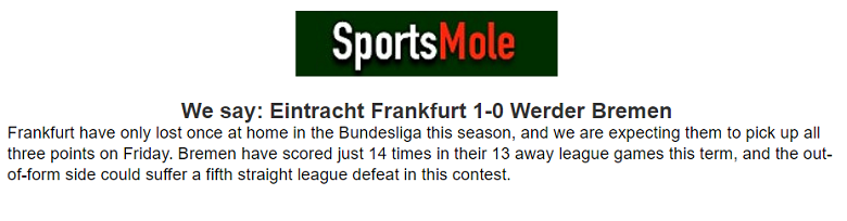 Chuyên gia Matt Law chọn ai trận Eintracht Frankfurt vs Bremen, 1h30 ngày 6/4? - Ảnh 1