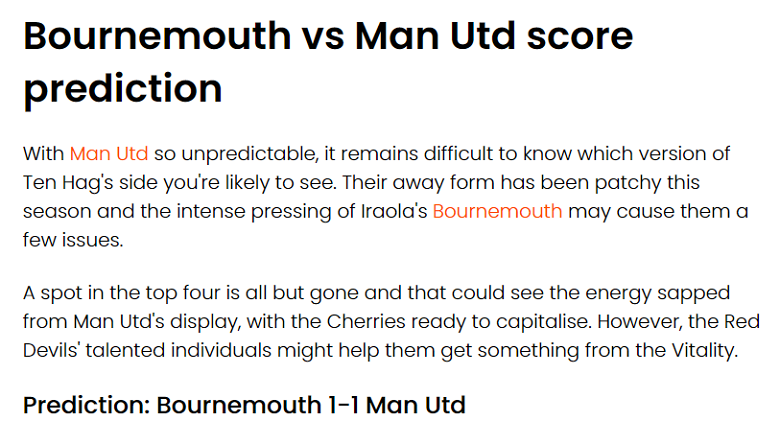 Chuyên gia Ewan Ross-Murray chọn tỷ số nào trận Bournemouth vs MU, 23h30 ngày 13/4? - Ảnh 1