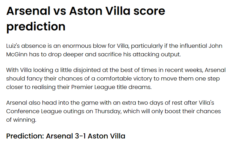 Chuyên gia Tom Gott dự đoán Arsenal vs Aston Villa, 22h30 ngày 14/4 - Ảnh 1