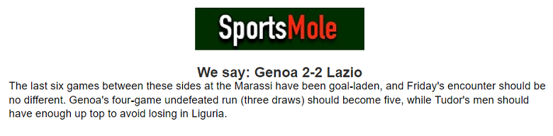Chuyên gia Anthony Brown dự đoán Genoa vs Lazio, 23h45 ngày 19/4 - Ảnh 1