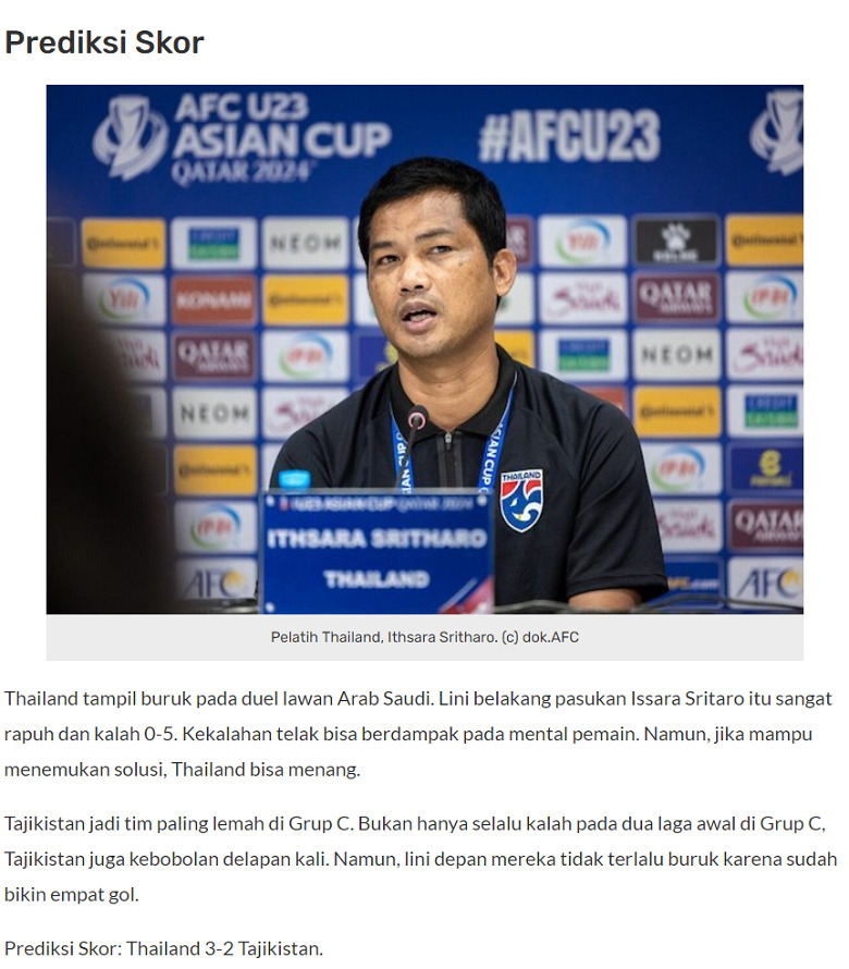 Chuyên gia Richard Andreas dự đoán U23 Thái Lan vs U23 Tajikistan, 22h30 ngày 22/4 - Ảnh 1