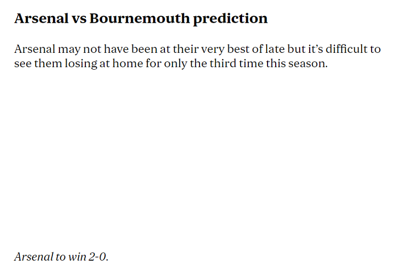 Chuyên gia Jonathan Gorrie chọn tỷ số nào trận Arsenal vs Bournemouth, 18h30 ngày 4/5? - Ảnh 2