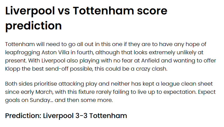 Chuyên gia Ewan Ross-Murray dự đoán Liverpool vs Tottenham, 22h30 ngày 5/5 - Ảnh 1