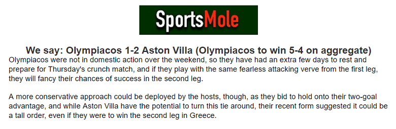 Chuyên gia Oliver Thomas dự đoán Olympiacos vs Aston Villa, 2h ngày 10/5 - Ảnh 1
