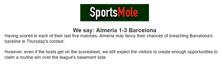 Chuyên gia Ben Sully chọn tỷ số nào trận Almeria vs Barcelona, 2h30 ngày 17/5? - Ảnh 1