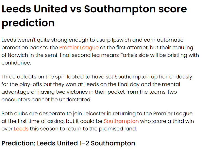 Chuyên gia Jude Summerfield chọn ai trận Leeds vs Southampton, 21h ngày 26/5? - Ảnh 1