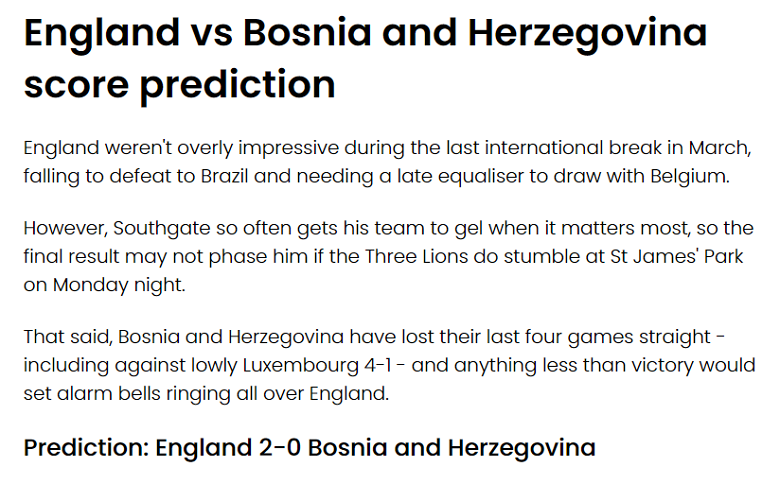 Chuyên gia Jude Summerfield chọn tỷ số nào trận Anh vs Bosnia, 1h45 ngày 4/6? - Ảnh 1