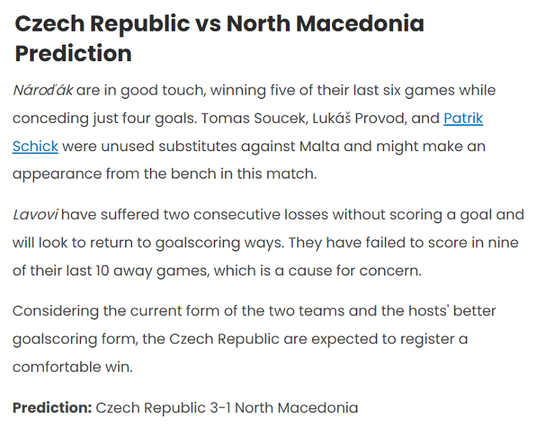 Chuyên gia Shubham Dupare chọn ai trận Czech vs Bắc Macedonia, 23h ngày 10/6? - Ảnh 1