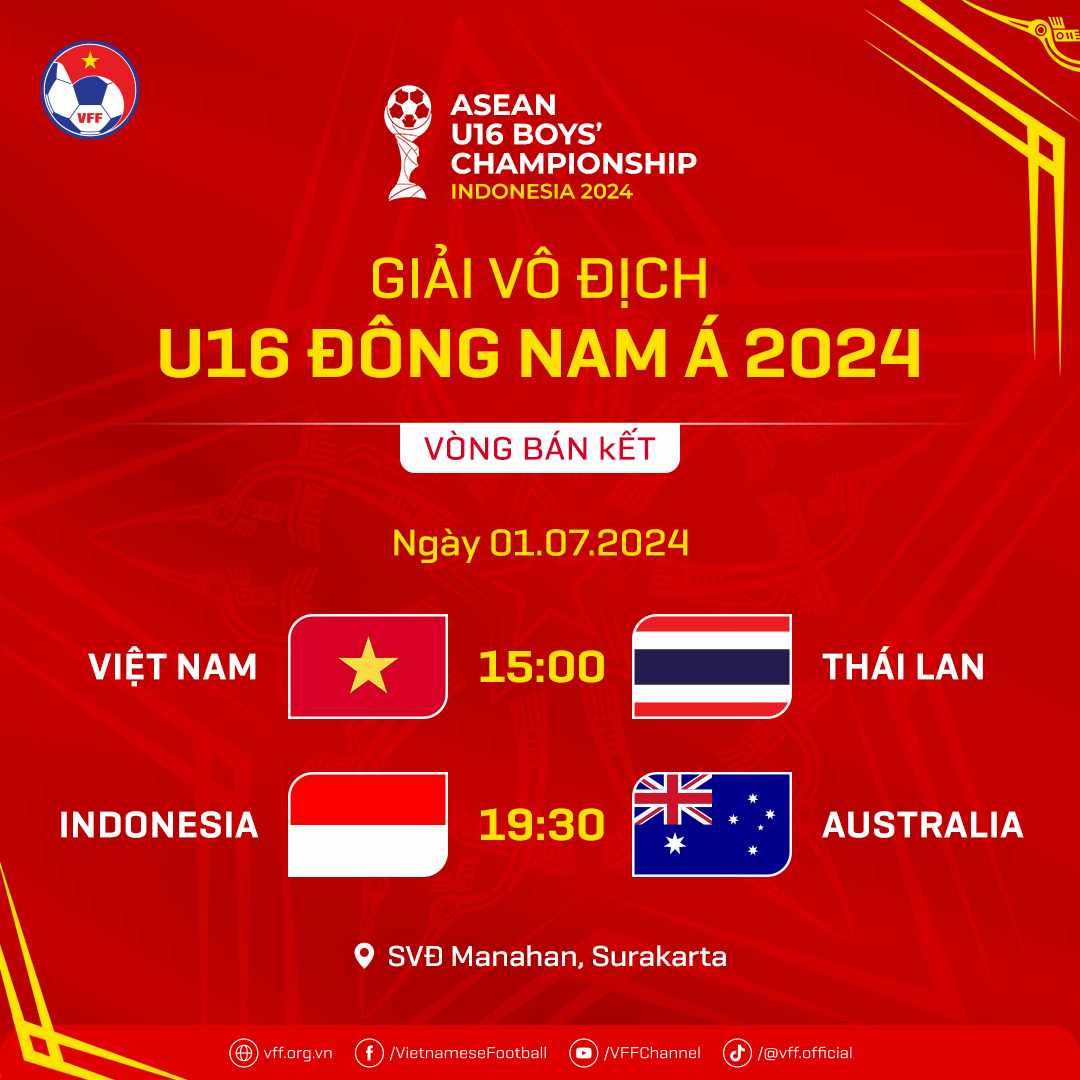 Lịch thi đấu bán kết U16 Đông Nam Á 2024: U16 Việt Nam gặp U16 Thái Lan - Ảnh 2