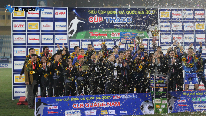 Quảng Nam được thưởng đậm sau khi giành Siêu Cúp Việt Nam 2017