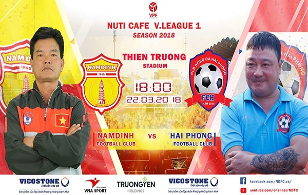 TRỰC TIẾP Nam Định vs Hải Phòng, 18h00 ngày 22/3, vòng 3 V League 2018