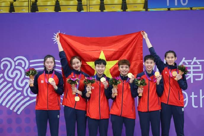 ĐT tuyển nữ cầu mây Việt Nam xuất sắc giành huy chương vàng tại Asiad 19