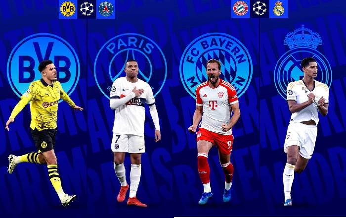 Lịch thi đấu bán kết Champions League 2023/24: Real Madrid đại chiến Bayern Munich
