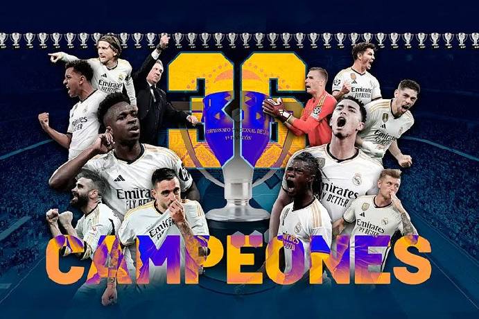 Real Madrid chính thức vô địch La Liga sớm trước 4 vòng đấu