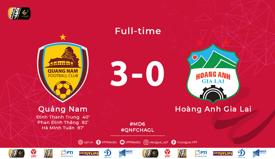 Kết quả Quảng Nam 3-0 HAGL: Chủ nhà xuất sắc đè bẹp HAGL